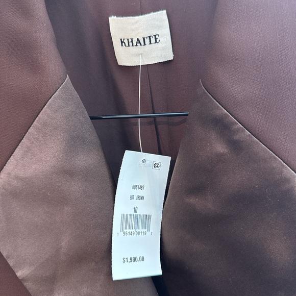 KHAITE Women’s Johnson Satin Lapel Blazer in Brown, Sz 10, NWT - Picture 5 of 7